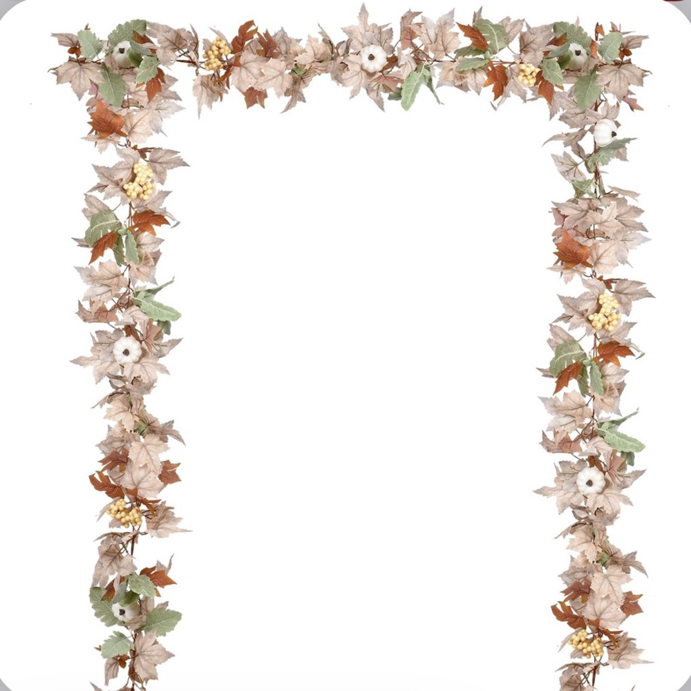 Autumn Leaf Garland with White Flowers